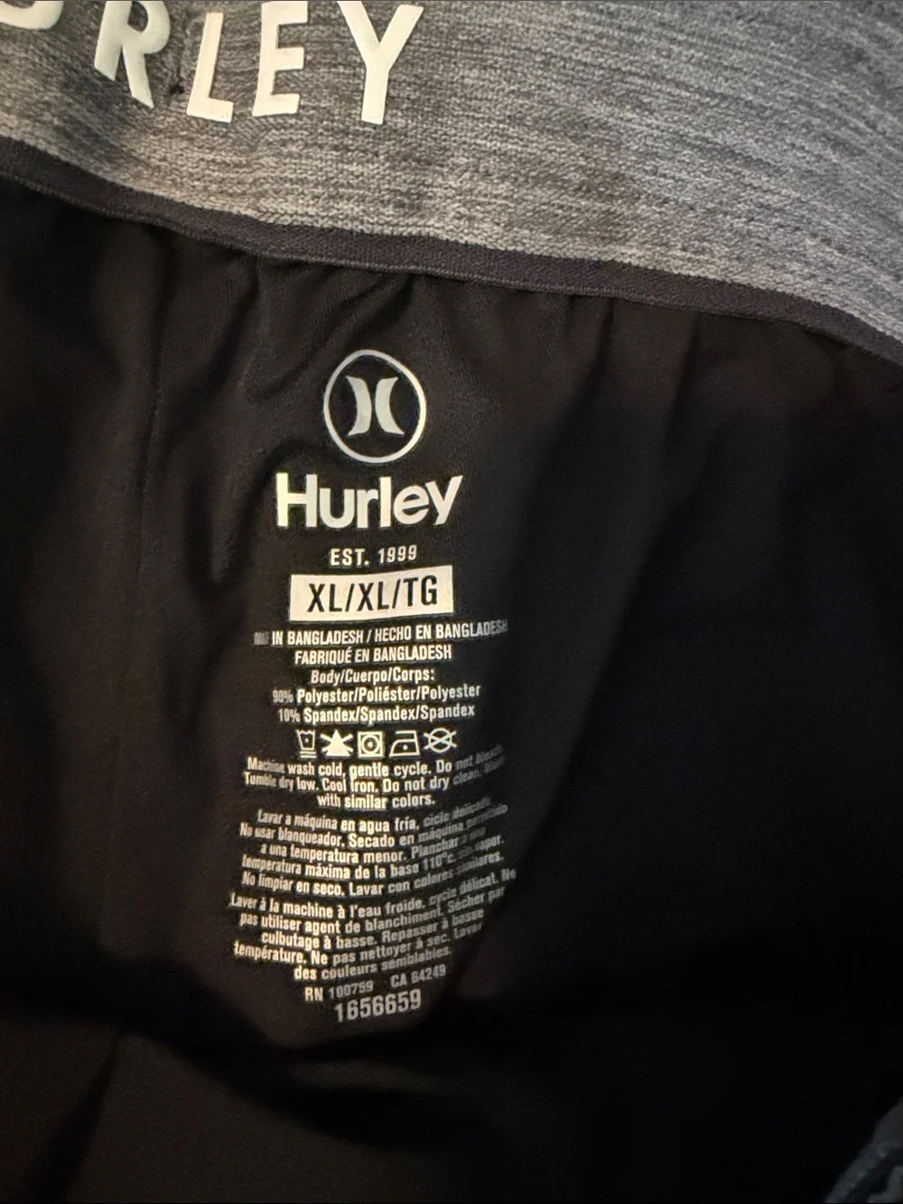 Hurley Black & Gray Floral Pattern Swim Trunks